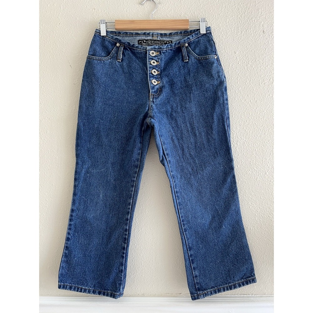 No Excuses Vintage Denim Jeans Capris5/6 Dark Wash Button Fly Low Rise Vacation